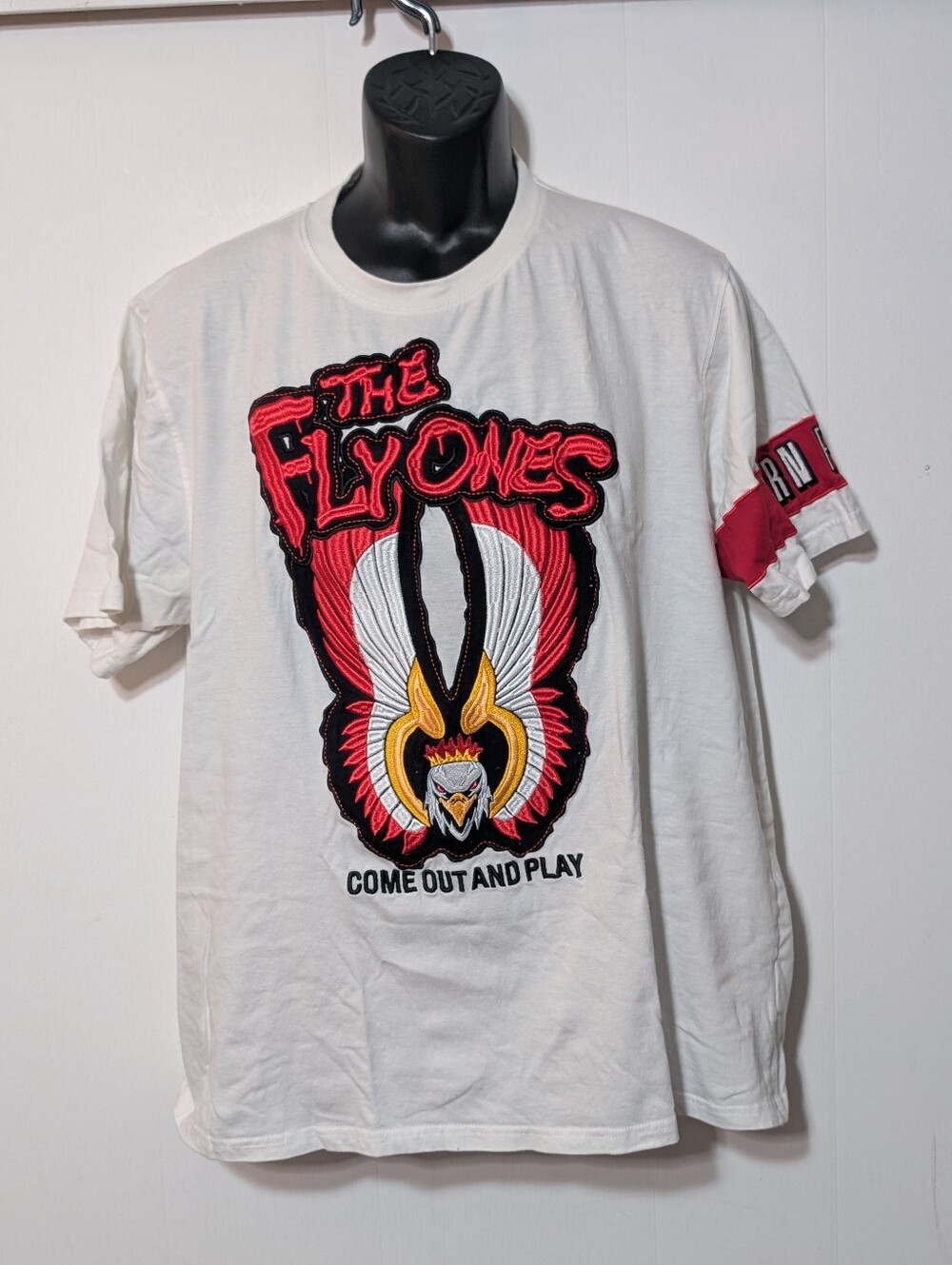 Men's Born Fly "The Fly Ones" Large Embroidered Graphic T-Shirt White  XL